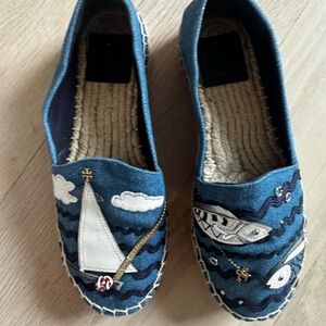 Women’s Tory Burch Denim Chambray Seaside Espadrilles 6.5 M